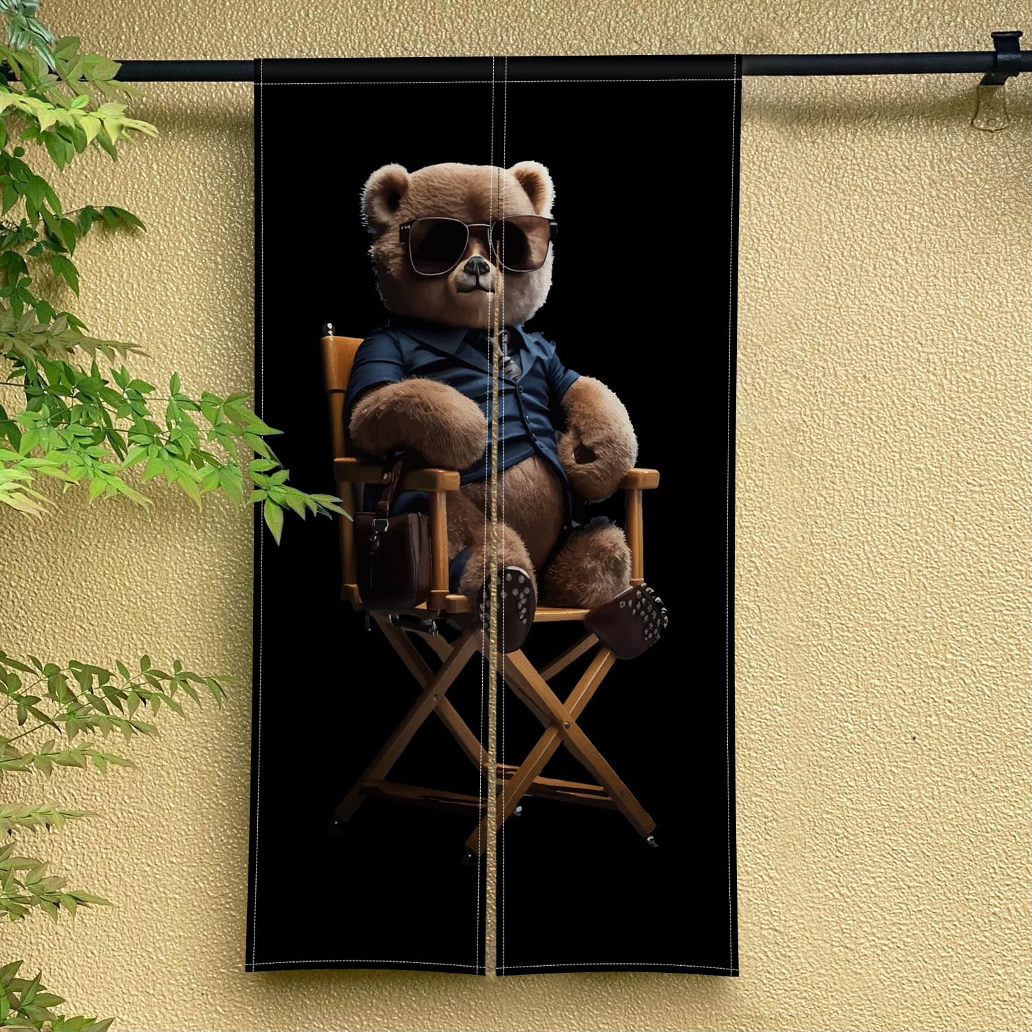 MANY ハンドメイド　クマのアップリケ付き暖簾 MANY ハンドメイド クマのアップリケ付き暖簾 MANY ハンドメイド